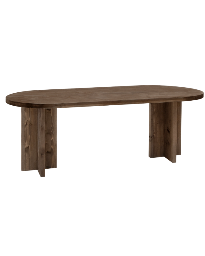 Table à manger ovale en bois massif ton noyer de différentes tailles