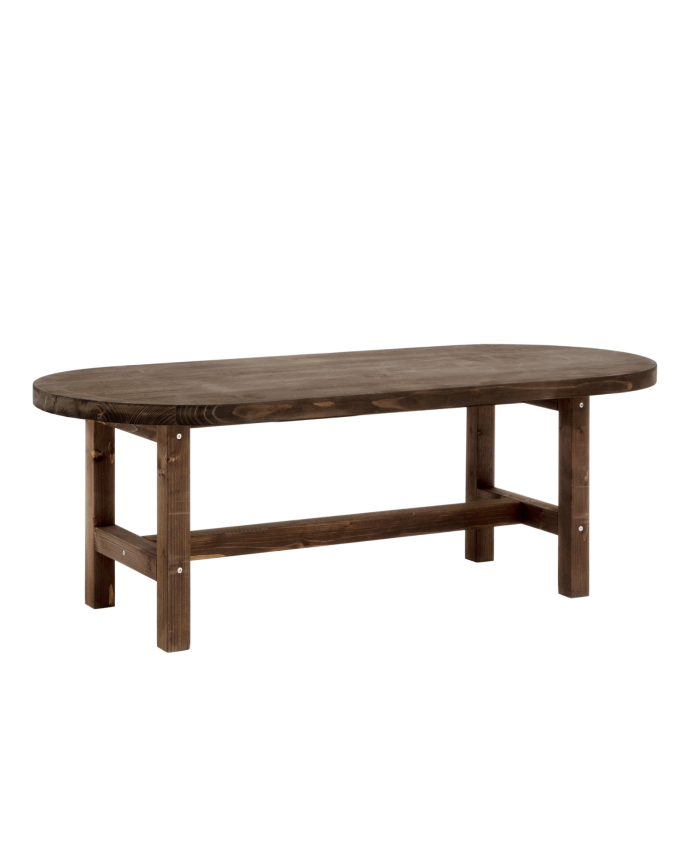 Table basse en bois massif ton noyer 120x40cm