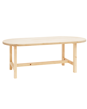 Table à manger ovale en bois massif ton naturel de différentes tailles