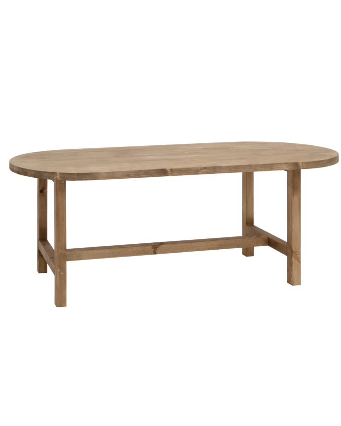 Table à manger ovale en bois massif ton chêne foncé de différentes tailles