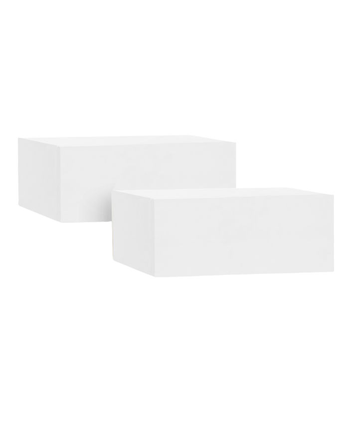 Pack de deux tables de chevet flottantes en bois massif blanc 15x40cm