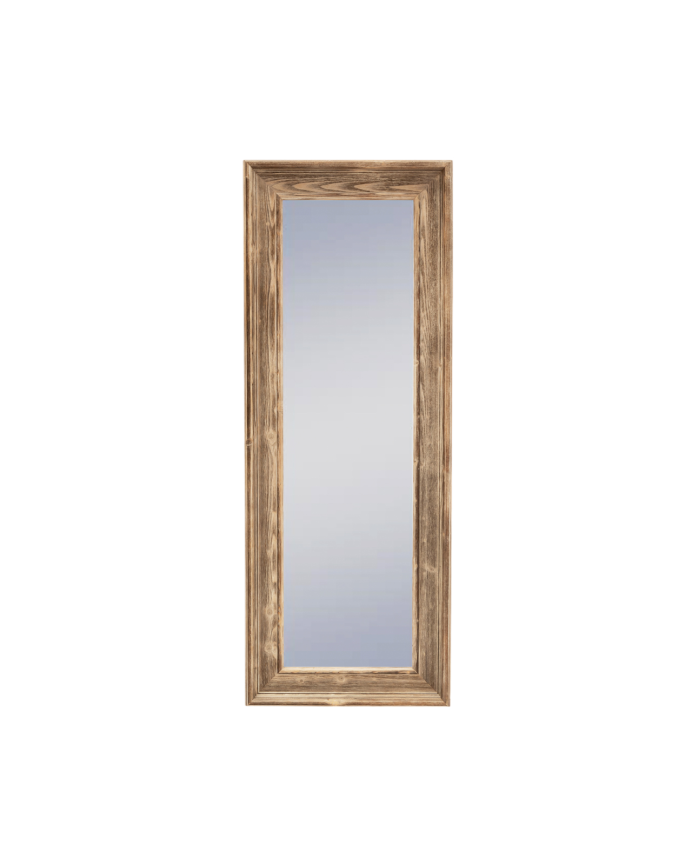 Miroir rectangulaire en bois massif ton noyer de différentes tailles.