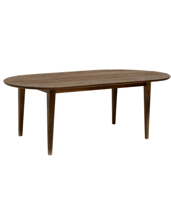 Table à manger ovale en bois massif ton noyer de différentes tailles