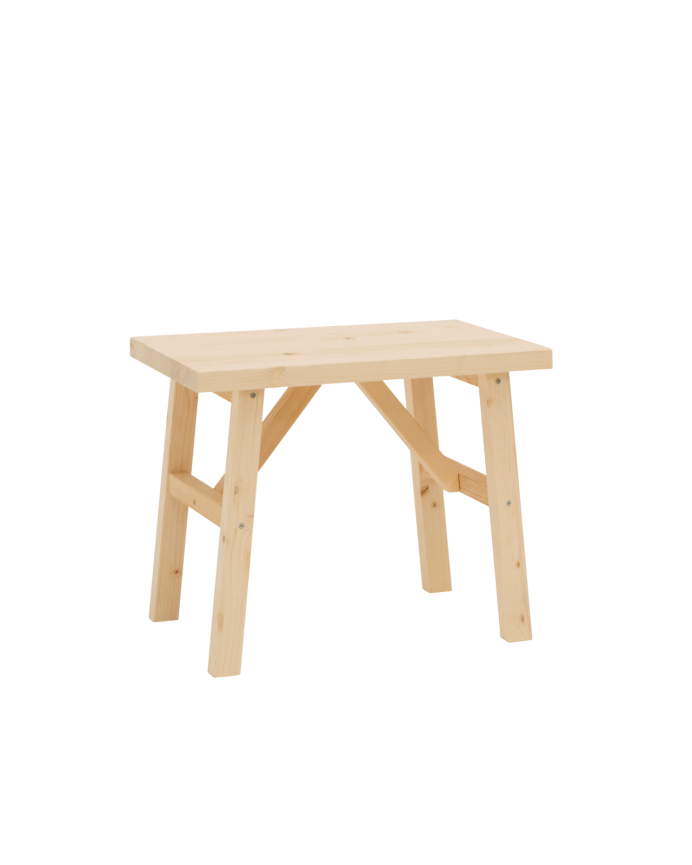 Tabouret en bois massif ton naturel 45x55cm