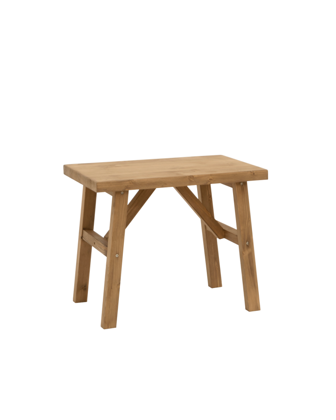 Tabouret en bois massif ton chêne foncé 45x55cm