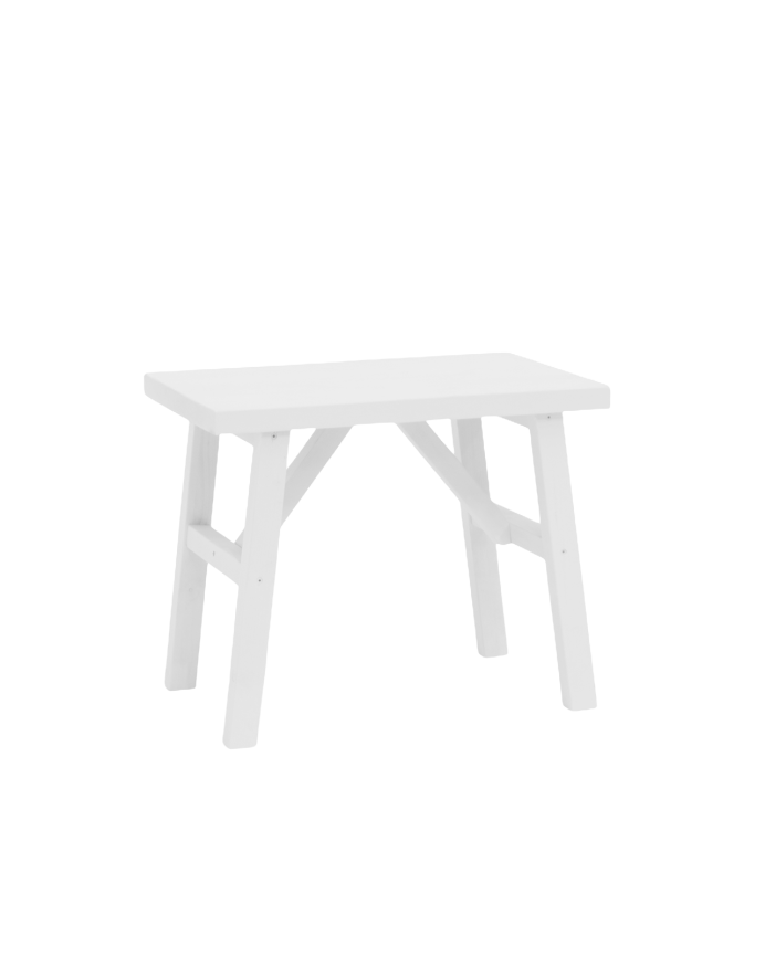 Tabouret en bois massif blanc 45x55cm