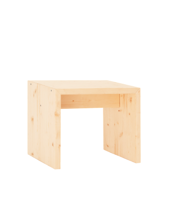 Petite table / tabouret en bois massif au ton naturel de 45x50cm