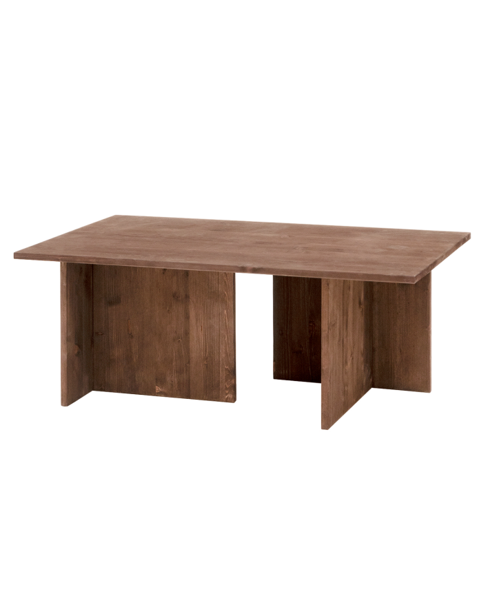 Table basse en bois massif ton noyer 40x100cm