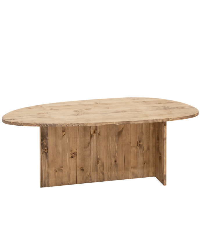 Table basse en bois massif ton chêne foncé de 130