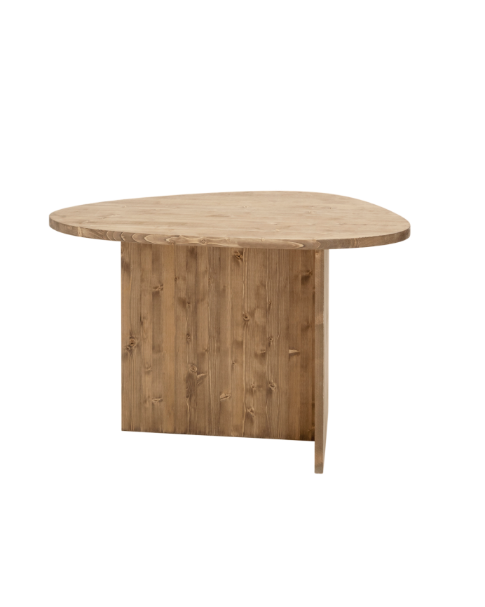 Table de salle à manger en bois massif en chêne foncé de 140 cm