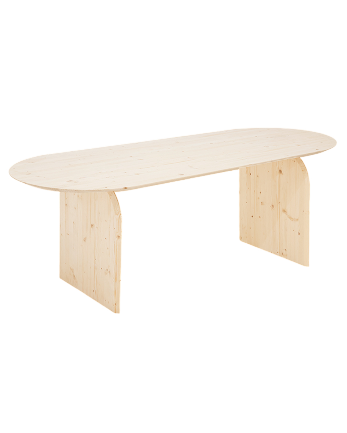 Table à manger ovale en bois massif ton naturel de différentes tailles