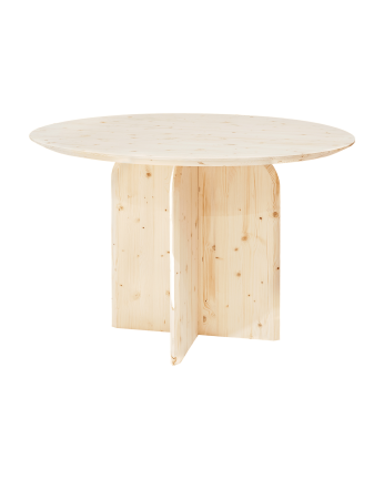 Table à manger ronde en bois massif de couleur naturel de 110cm