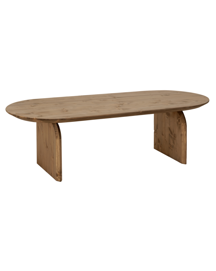 Table basse ovale en bois massif ton chêne foncé de différentes tailles