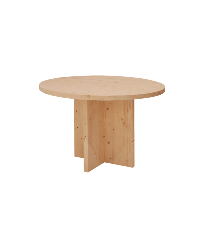 Table à manger ronde en bois massif ton chêne moyen Ø110