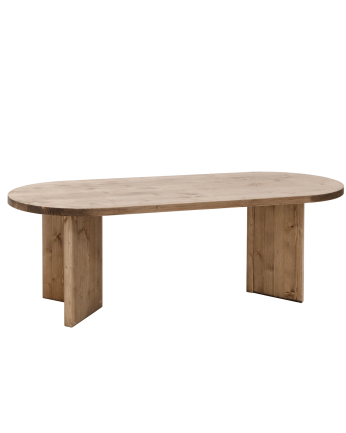 Table à manger en bois massif ton chêne foncé de différentes tailles