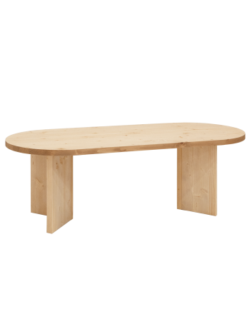 Table à manger en bois massif ton chêne moyen de différentes tailles