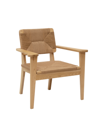 Fauteuil avec structure en bois d’orme et siège en fibre naturelle de 84x83cm.