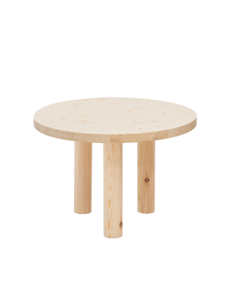 Table basse ronde en bois massif en teinte naturelle de 40x60cm.