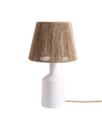Lampe de table en céramique et abat-jour en corde de chanvre de 46x20,5cm