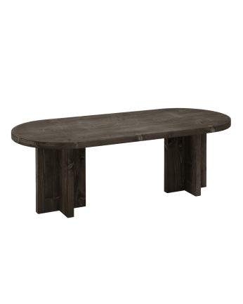 Table basse en bois massif ton noir 120x40cm