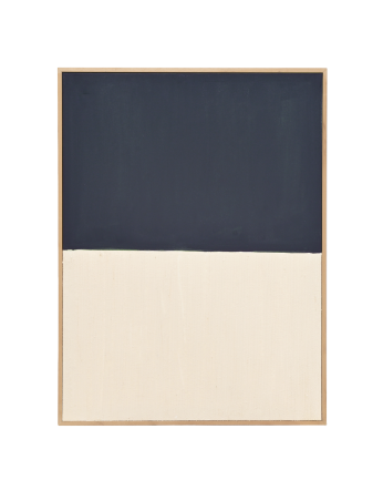 Tableau bleu et blanc décoratif sur coton avec cadre en bois peint à la main à la peinture à l'huile en différentes tailles.