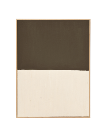 Tableau marron et blanc décoratif sur coton avec cadre en bois peint à la main à la peinture à l'huile en différentes tailles.