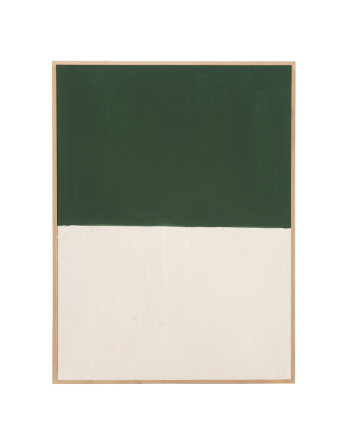 Tableau vert et blanc décoratif sur coton avec cadre en bois peint à la main à la peinture à l'huile en différentes tailles