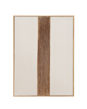 Tableau blanc et marron décoratif sur coton avec cadre en bois peint à la main à la peinture à l'huile en différentes tailles.