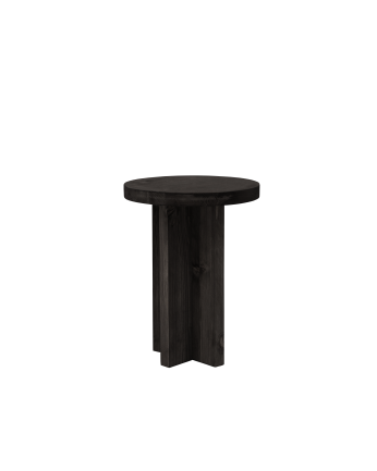 Tabouret en bois massif ton noir 45x35cm