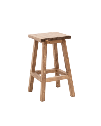 Tabouret en bois massif ton chêne foncé 70cm