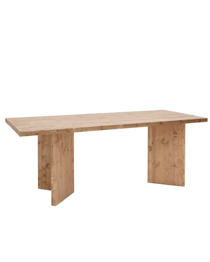 Table de salle à manger en bois massif en ton chêne foncé de différentes tailles