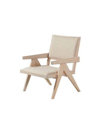 Fauteuil en bois massif avec assise en mousse et fibre en blanc 75x61cm