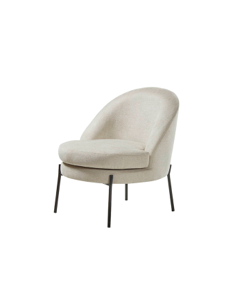 Fauteuil en métal avec assise en mousse et fibre en beige 78x71cm