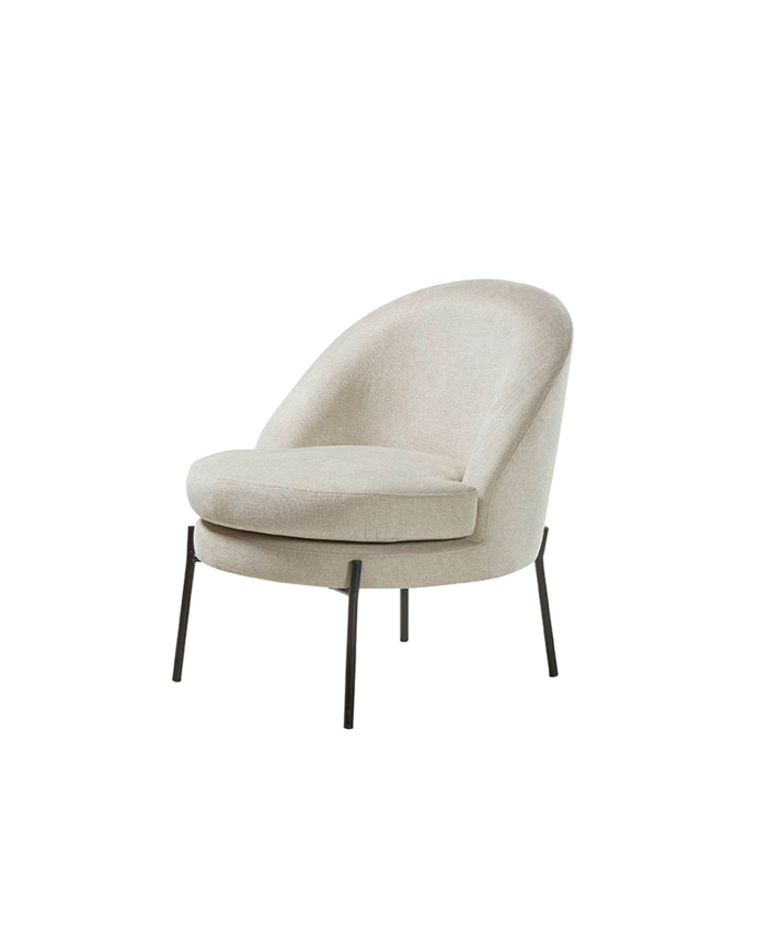 Fauteuil en métal avec assise en mousse et fibre en beige 78x71cm