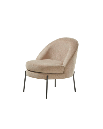 Fauteuil en métal avec assise en mousse et fibre de couleur taupe 78x71cm