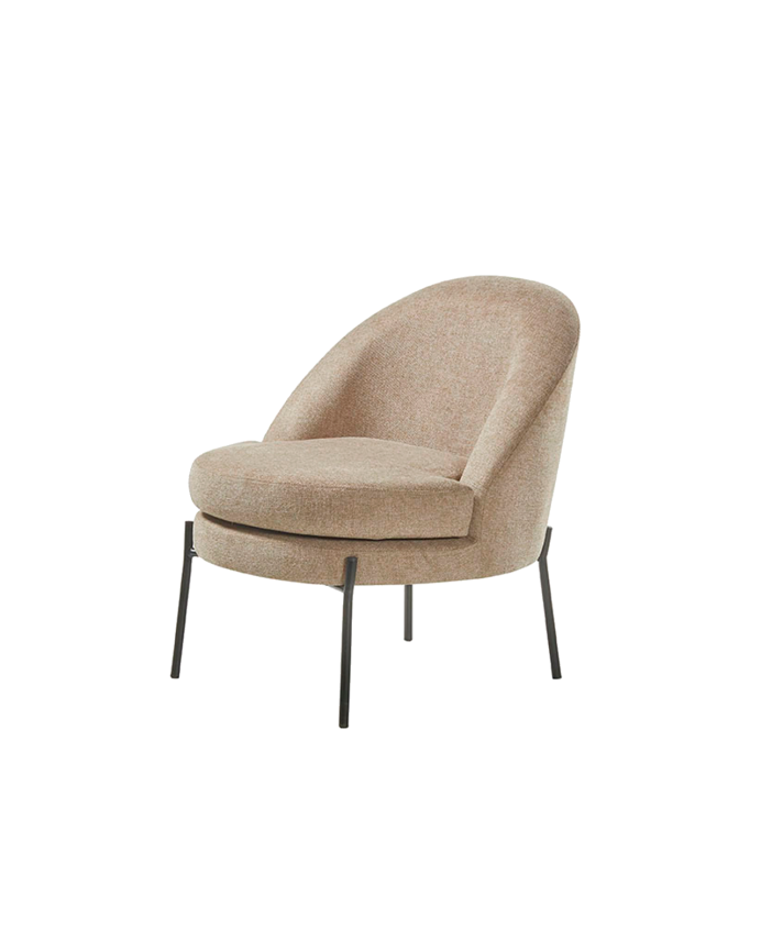 Fauteuil en métal avec assise en mousse et fibre de couleur taupe 78x71cm