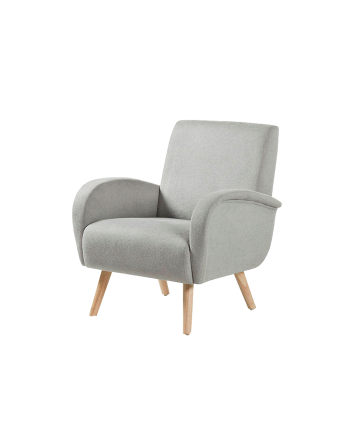 Fauteuil en bois massif avec assise en mousse et fibre de couleur grise 75x74cm