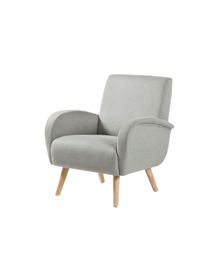 Fauteuil en bois massif avec assise en mousse et fibre de couleur grise 75x74cm