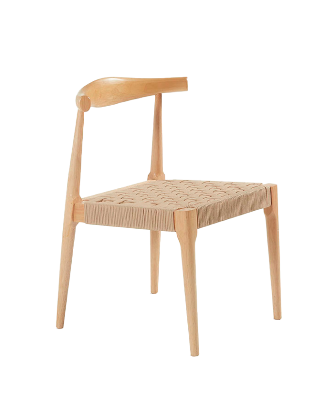 Chaise en bois massif de couleur beige de 77 cm