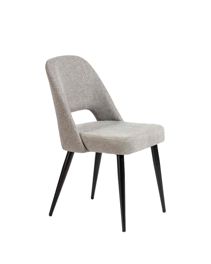 Chaise en tissu gris avec pieds en métal noir de 84 cm