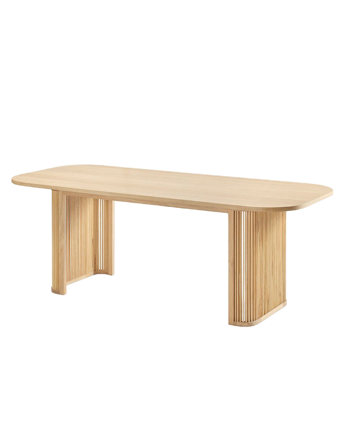 Table de salle à manger ovale en placage de chêne naturel en différentes tailles