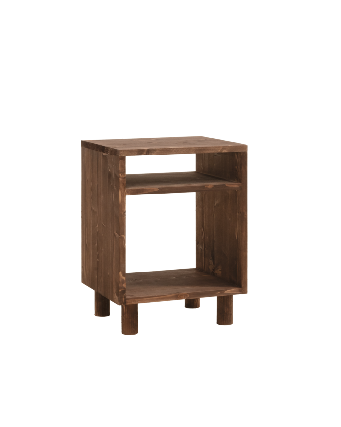 Table de chevet en bois massif ton noyer 50,5x32cm