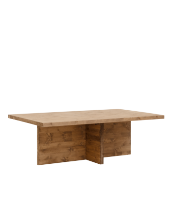 Table basse en bois massif ton chêne foncé de 120x70cm