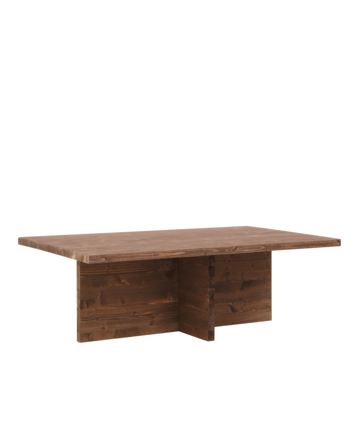 Table basse en bois massif ton noyer de 120x70cm