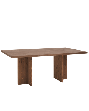 Table à manger en bois massif ton noyer de différentes tailles