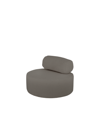 Fauteuil en bouclé rond couleur gris foncé de 105x50cm