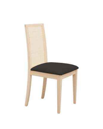 Chaise tapissée de noir avec pieds en bois le ton naturel 95,5cm