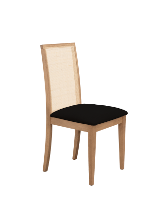Chaise tapissée noire avec pieds en bois le ton chêne foncé 95,5cm