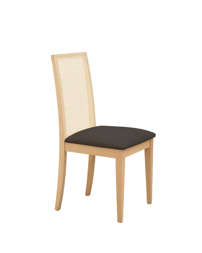 Chaise tapissée gris anthracite avec pieds en bois le ton chêne moyen 95,5cm