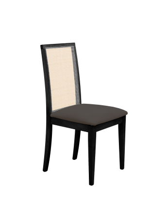 Chaise tapissée gris anthracite avec pieds en bois le ton noir 95,5cm